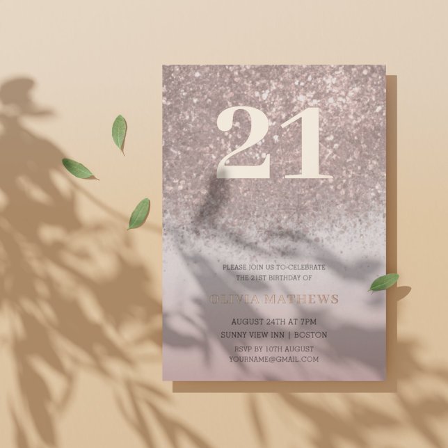 Invitation En Aluminium Élégante calligraphie or Rose du 21e anniversaire (Créateur téléchargé)