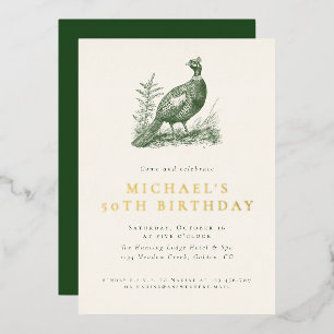 Invitation En Aluminium Elégante Chasse de faisan Vert Adulte Anniversaire