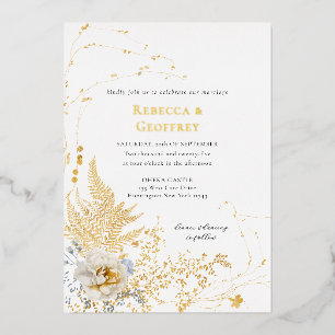 Invitation En Aluminium Elégante couleur florale romantique Mariage or