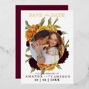 Invitation En Aluminium Elégante couleur rouge bordeaux "MARIGOLD" Photo