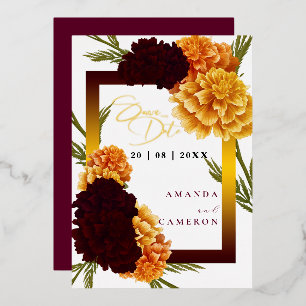 Invitation En Aluminium Elégante couleur rouge bordeaux "MARIGOLD" Photo