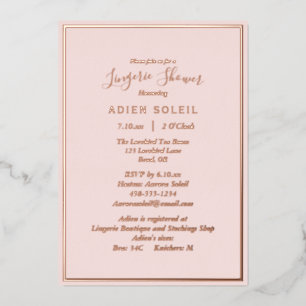 Invitation En Aluminium Élégante Douche de Lingerie Rose Gold Moderne
