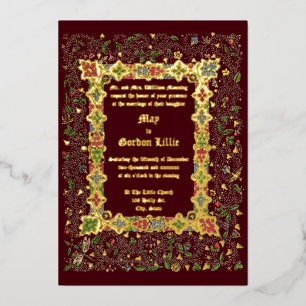 Invitation En Aluminium Élégante époque victorienne 1883 Mariage de style