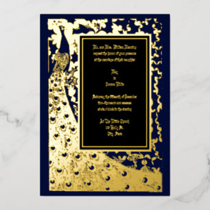 Invitation En Aluminium Élégante époque victorienne Art Nouveau Peacock Ma