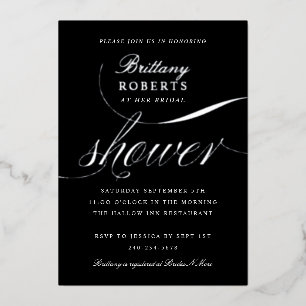 Invitation En Aluminium Elégante Fête des mariées Black Silver