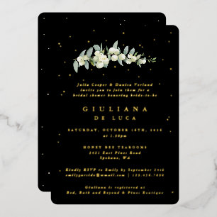 Invitation En Aluminium Elégante Fête des mariées Black Snowberry+Eucalypt