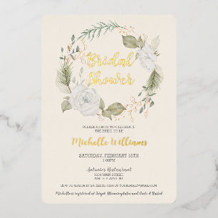 Invitation En Aluminium Élégante Fête des mariées de couronne de fleurs hi