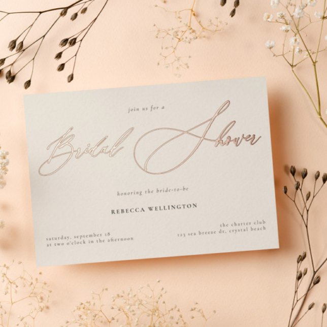 Invitation En Aluminium Élégante Fête des mariées de script de calligraphi (Créateur téléchargé)