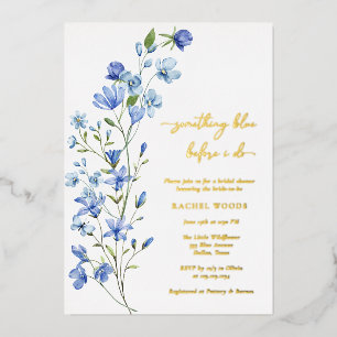 Invitation En Aluminium Elégante Fête des mariées Fleur sauvage bleu Dusty