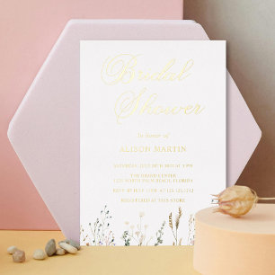 Invitation En Aluminium Elégante Fête des mariées Gold Foil avec Fleurs sa