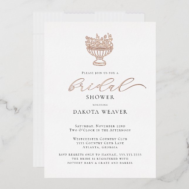 Invitation En Aluminium Élégante Fête des mariées Rose Gold Foil (Enveloppe)