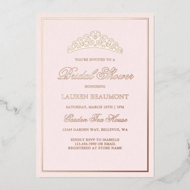Invitation En Aluminium Élégante Fête des mariées royale rose-bleu (Recto)