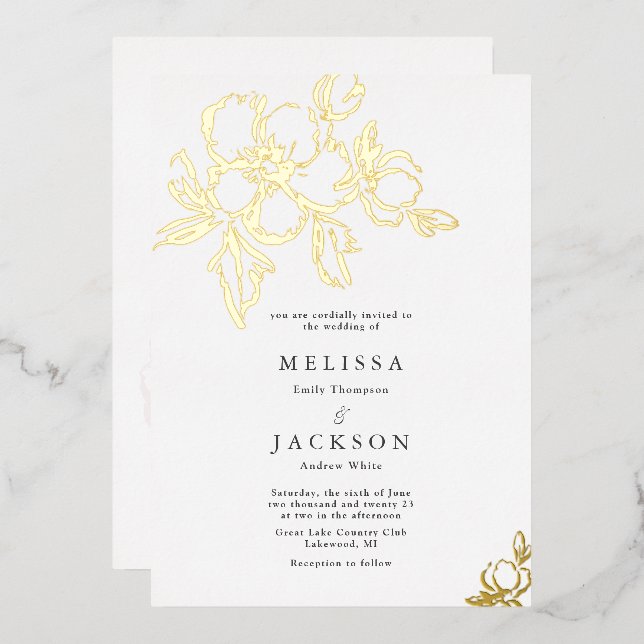 Invitation En Aluminium Élégante floraison Mariage (Recto/Verso)