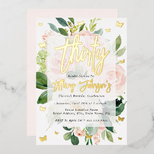 Invitation En Aluminium Élégante floraison rose rose 30e