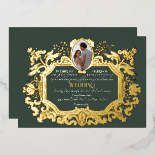 Invitation En Aluminium Élégante Forêt d'hiver Art Nouveau n Mariage d'or
