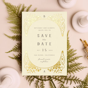 Invitation En Aluminium Élégante Gold Foil Art Nouveau Foil Enregistrer la