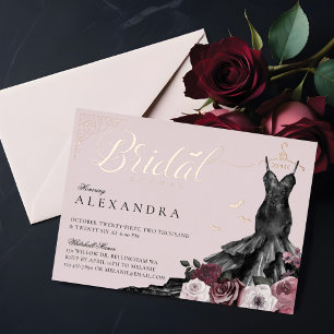 Invitation En Aluminium Élégante gothique Floral Mariage Fête des mariées