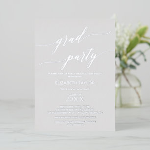 Invitation En Aluminium Élégante huile d'argent Grey Graduation Party