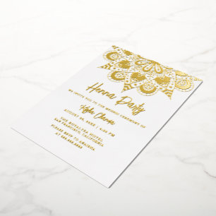 Invitation En Aluminium Elégante Mandala Henna Party Mehndi Real Gold