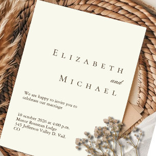 Invitation En Aluminium Élégante Mariage Bohème Minimaliste en Dorure sur