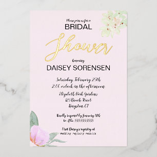 Invitation En Aluminium Élégante Mariée rose et or Douche à huile Invitati