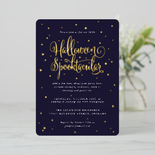Invitation En Aluminium Elégante Marine/Halloween Gold Spooktacular + Étoi