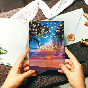 Invitation En Aluminium Elégante plage tropicale Mariage d'été Real