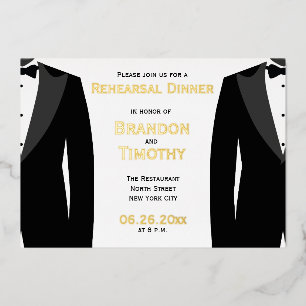 Invitation En Aluminium Élégante répétition Mariage gay Real Gold Foil Car