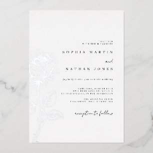 Invitation En Aluminium Élégante Rose Argent Véritable Feuille Mariage