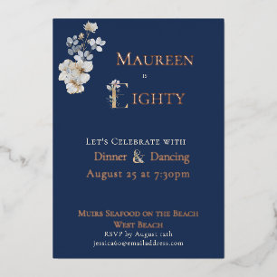 Invitation En Aluminium Élégante rose florale aquarelle marine 70e anniver