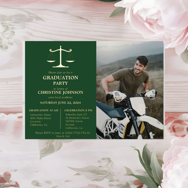 Invitation En Aluminium Élégante Typographie Droit School Graduation Party (Créateur téléchargé)