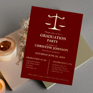 Invitation En Aluminium Élégante Typographie Law School Graduation Party