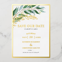 Élégante verdure feuillage vert Save The Date