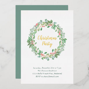 Invitation En Aluminium Elégante verdure Wreath Rustique Noël Party