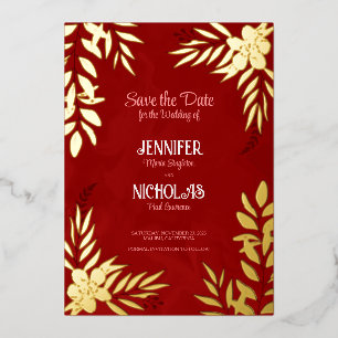 Invitation En Aluminium Élégantes fleurs et feuilles ornements pour mariag