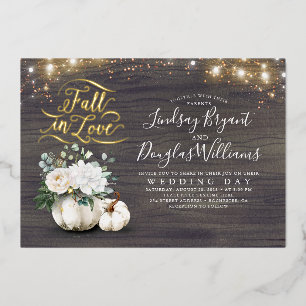 Invitation En Aluminium Élégants Citrouilles de fleurs blanches tombent da