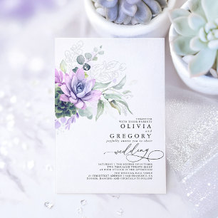 Invitation En Aluminium Élégants Succulents Boho Argentée Décoration de Ma