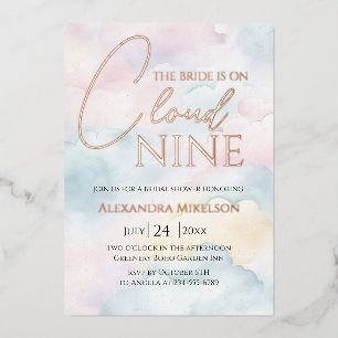 Invitation En Aluminium Elle est sur le nuage 9 Rose Gold Elegant Fête des