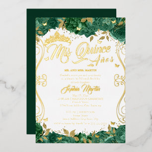 Invitation En Aluminium Emerald Floral Scroll Mes Quinze Ans Quinceanera