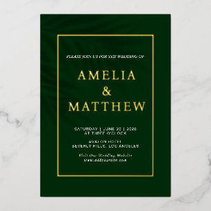 Invitation En Aluminium Emerald Green Elegant minimaliste Mariage moderne