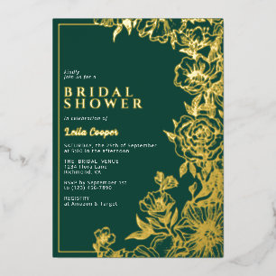 Invitation En Aluminium Emerald Green + Gold Elegant Garden Fête des marié