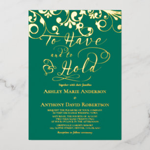Invitation En Aluminium Emerald Green Gold Foil Pour Avoir À Tenir Mariage
