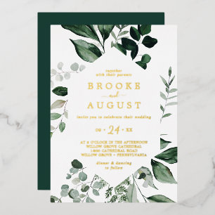 Invitation En Aluminium Emerald Greenery   Mariage Tout Compris en Feuille