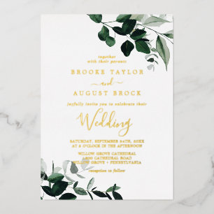 Invitation En Aluminium Émeraude Mariage Gold Foil