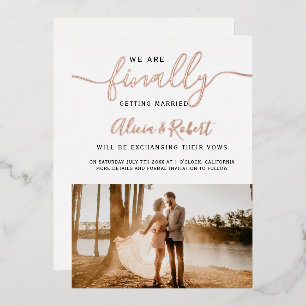 Invitation En Aluminium Enfin enregistrer le script date photo rose or de 