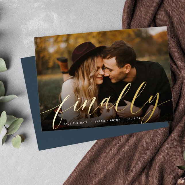 Invitation En Aluminium Enfin | Photo complète Enregistrer la date (Créateur téléchargé)