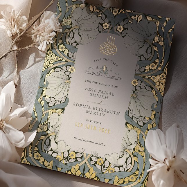 Invitation En Aluminium Enregistrer la date Dusty bleu musulman musulman M (Créateur téléchargé)