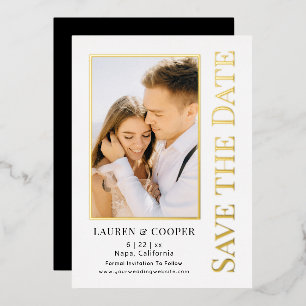 Invitation En Aluminium Enregistrer La Date Elegant Moderne Mariage Or