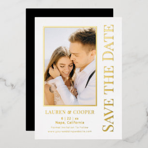 Invitation En Aluminium Enregistrer La Date Elegant Moderne Mariage Or