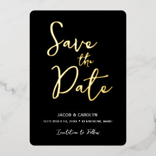 Invitation En Aluminium Enregistrer la date Mariage Black White Gold